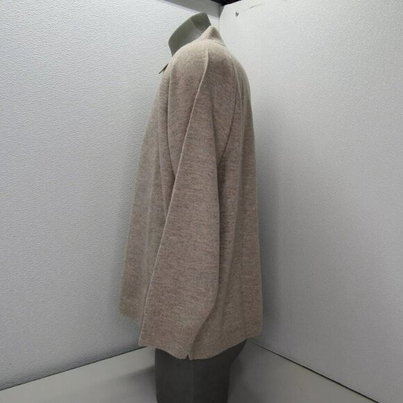 NEW FOUND Sweater Light Brown Hay Collared Knit Henley Raglan Sleeves Size L - Picture 4 of 9